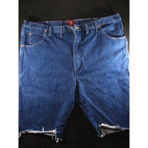 Wrangler Vintage CUTOFF JEAN SHORTS Mens W 44 MEASURED 3K Relaxed Fit Blue Denim